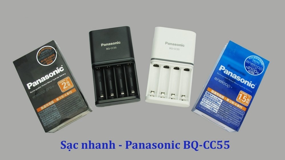ComBo Pin + Sạc Panasonic Eneloop Pro BQ-CC55 Black Nội Địa Nhật